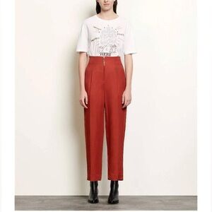Sandro Betty Linen-Blend High Waist Pants